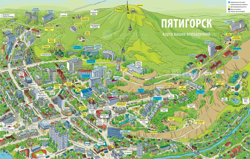Карта достопримечательностей Пятигорска