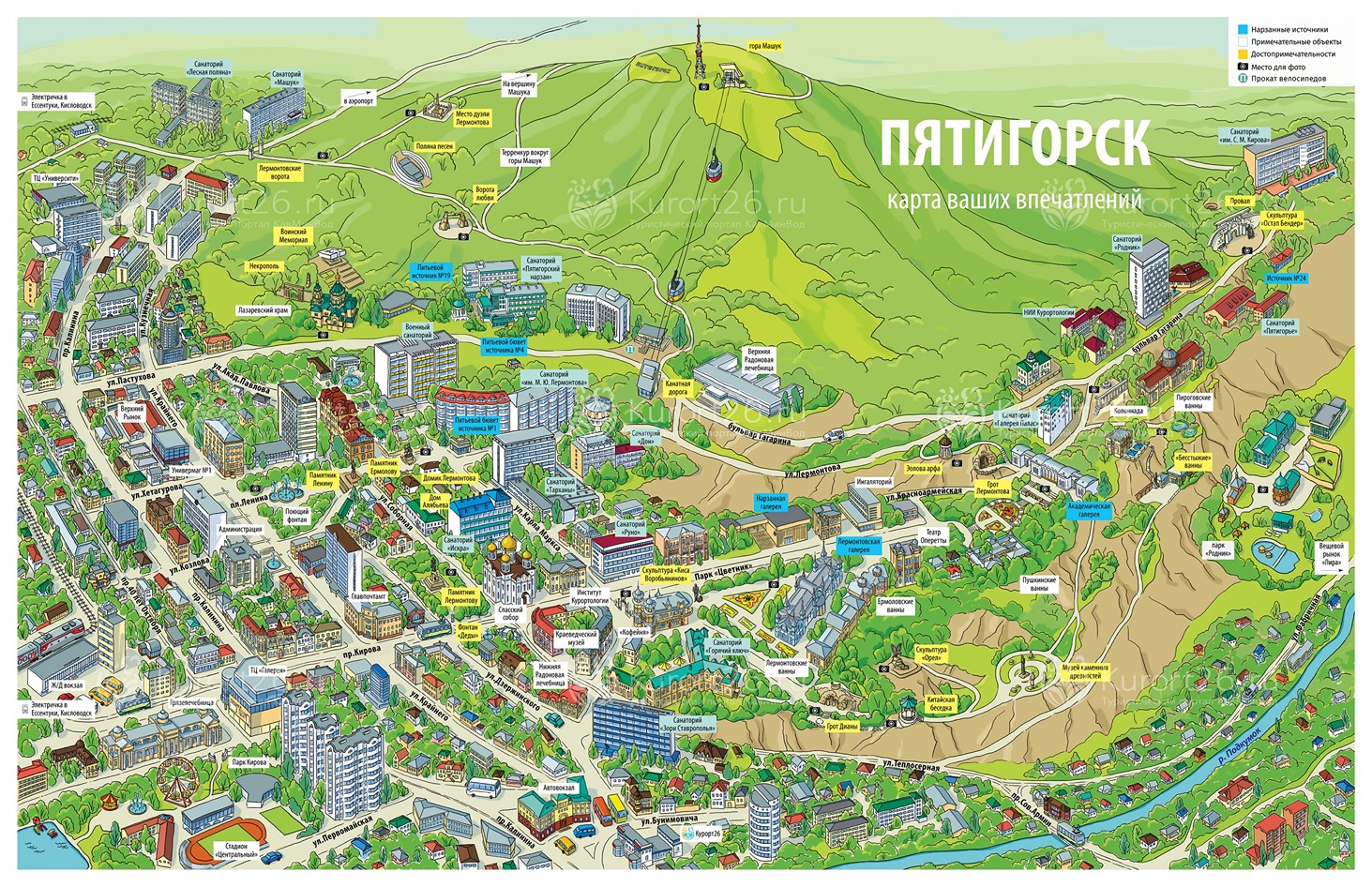 Пятигорск карта с достопримечательностями