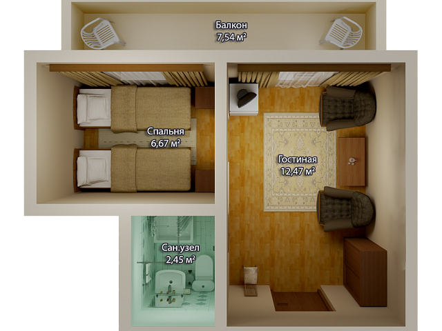 Санаторий «Пятигорье», Пятигорск. Двухместный семейный номер «Стандарт+»