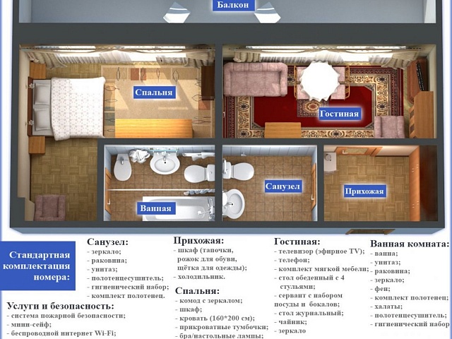 Санаторий «им. Горького», Кисловодск. 2-комнатный номер «Улучшенный»