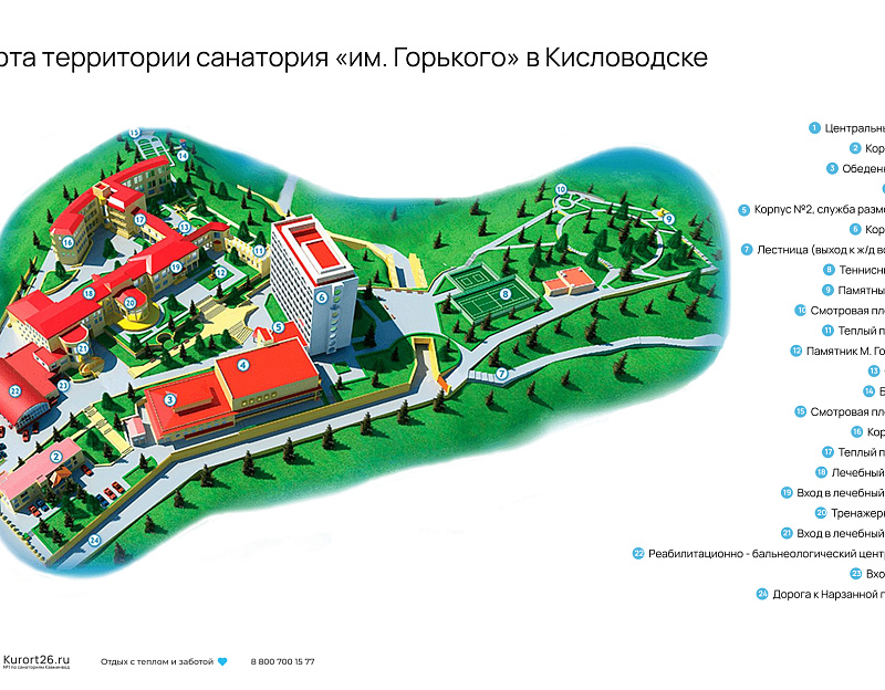 Санаторий «им. Горького», г. Кисловодск. Карта территории санатория