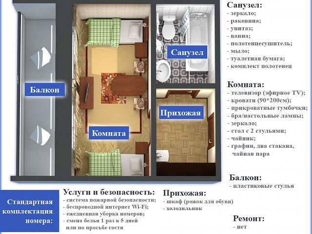 Санаторий «им. Горького», Кисловодск. 2-местный номер «Эконом»
